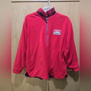 Marlboro Red Reversible Fleece Quarter-Zip Jacket with Plaid Interior